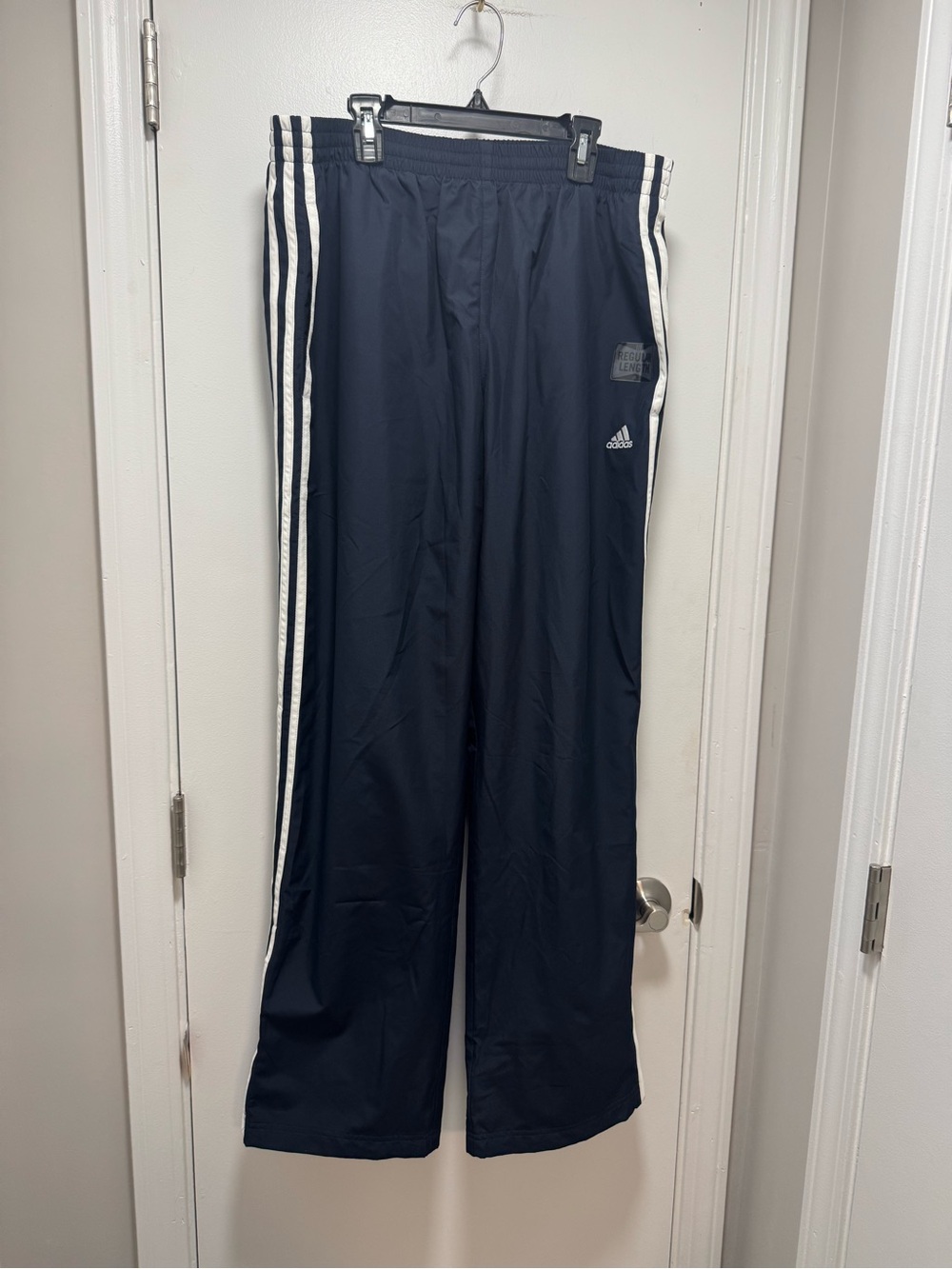 *adidas Navy Sweatpants with White Three-Stripes